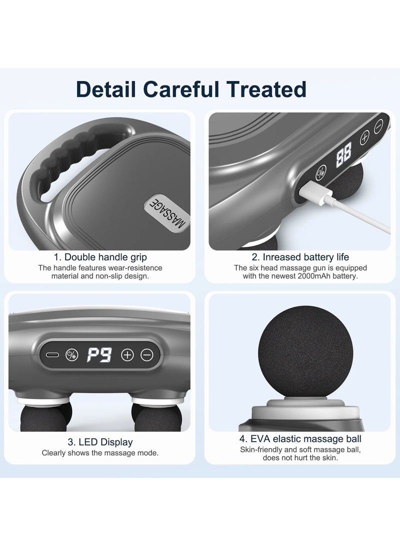 Prime by javaudan Portable Deep Tissue Massage Gun 6 Heads 9 Speed Modes Quiet Muscle Relief for Back Neck & More with Digital Display  - Image 2