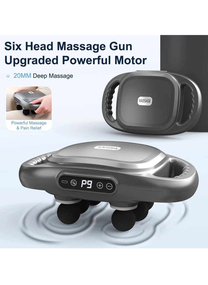Prime by javaudan - Portable Deep Tissue Massage Gun 6 Heads 9 Speed Modes Quiet Muscle Relief for Back Neck & More with Digital Display - Image 1