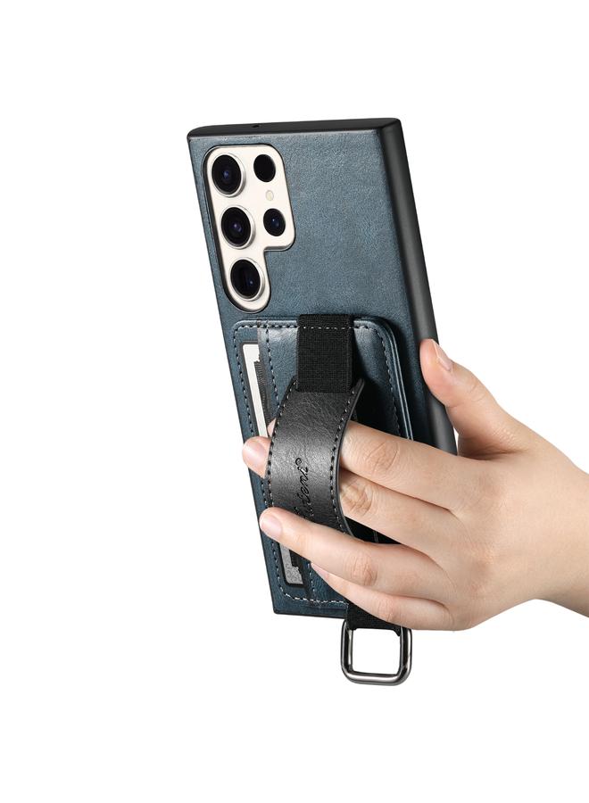 Suteni Case For Samsung Galaxy S23 Ultra 5G H13 Card Wallet Wrist Strap Holder PU Phone Case - Image 3