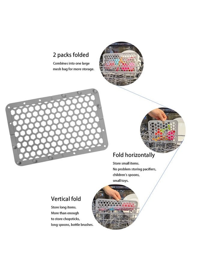 REVEX Silicone Dishwasher Bag,11.8" X 7.9" Dishwasher Basket For Baby Items,Baby Bottle Dishwasher Baskets With Adjustable Sizing For Small Parts,Nipples,Pacifiers And Toy Accessories. (Grey) - Image 2