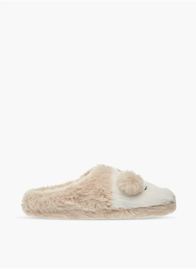 Le Confort Womens Bear Applique Slip-On Bedroom Mules