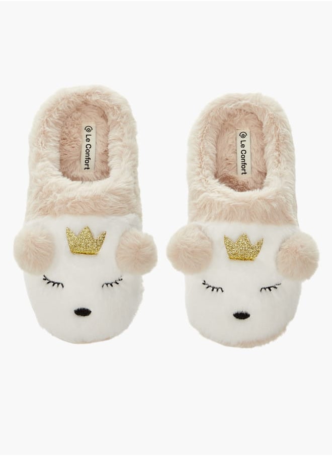 Le Confort Womens Bear Applique Slip-On Bedroom Mules  - Image 2