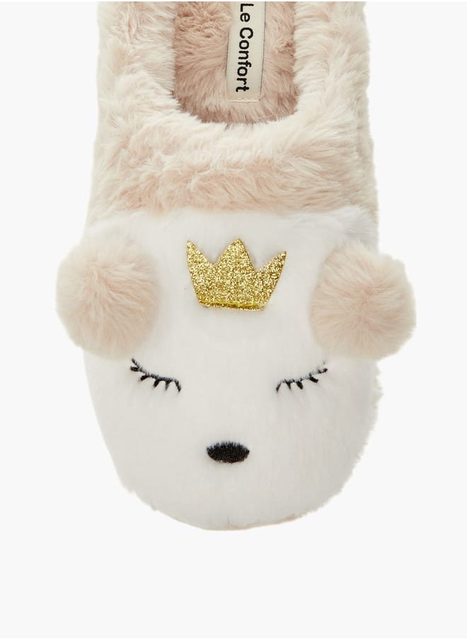 Le Confort Womens Bear Applique Slip-On Bedroom Mules  - Image 3