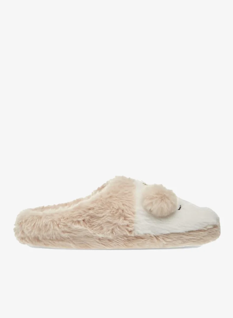Le Confort Womens Bear Applique Slip-On Bedroom Mules