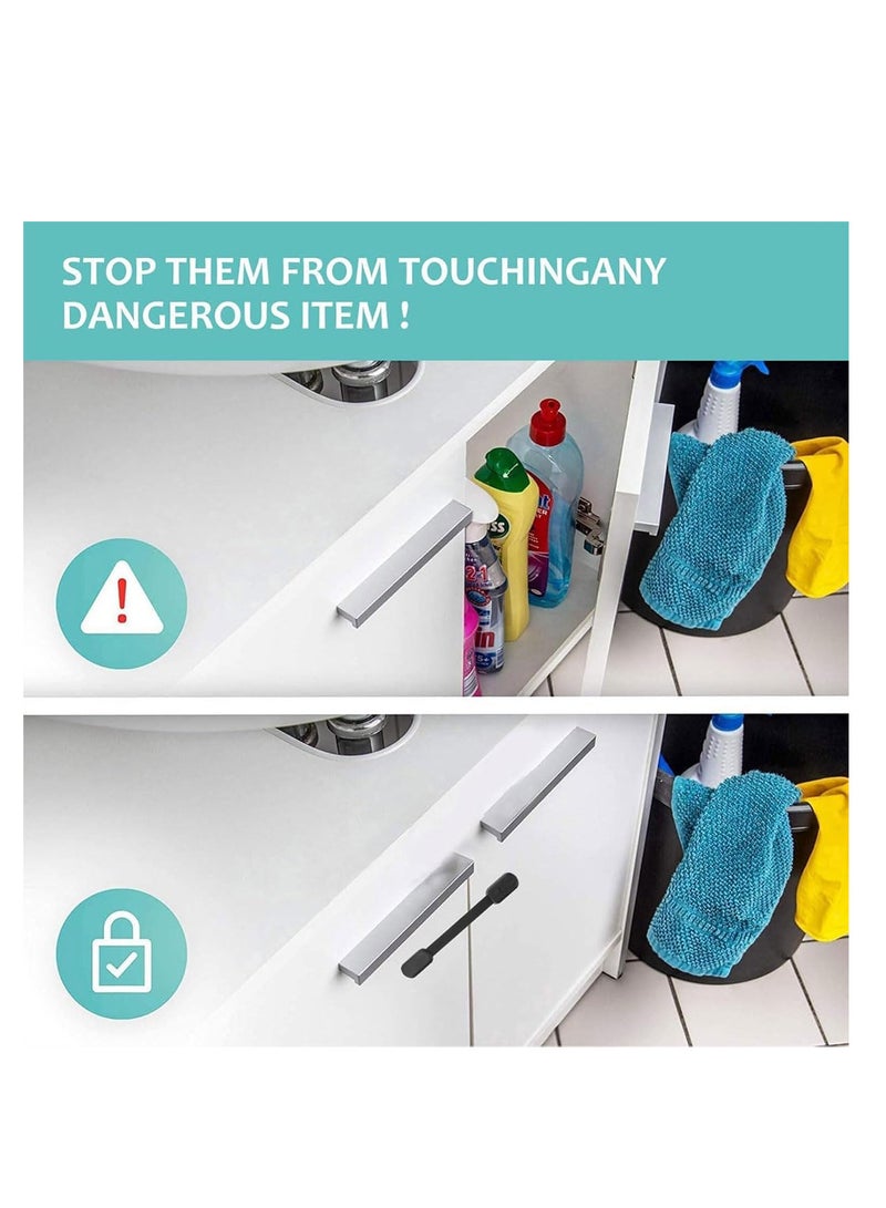 ECVV ECVV 6PCS Child Safety Locks Black Baby Safety Latches Adjustable Child Proof Cabinet Latches 3M Adhesives Multi-Purpose Baby Locks for Furniture Door Fridge Oven Toilet - Image 3