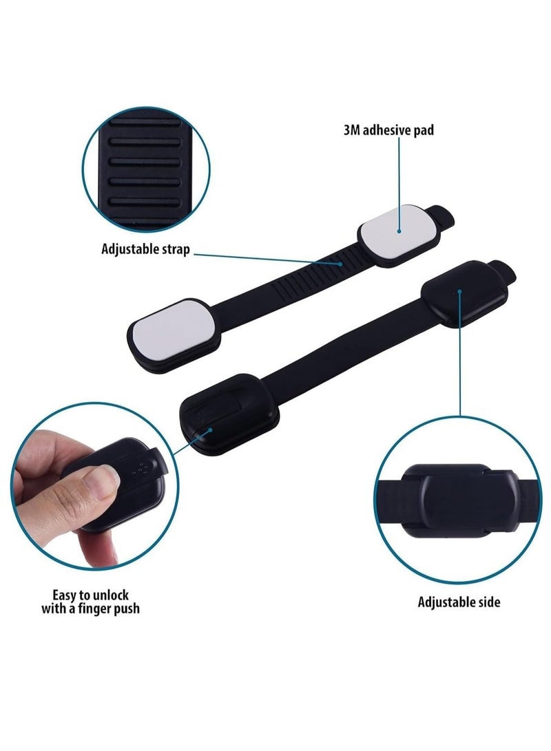ECVV ECVV 6PCS Child Safety Locks Black Baby Safety Latches Adjustable Child Proof Cabinet Latches 3M Adhesives Multi-Purpose Baby Locks for Furniture Door Fridge Oven Toilet - Image 4