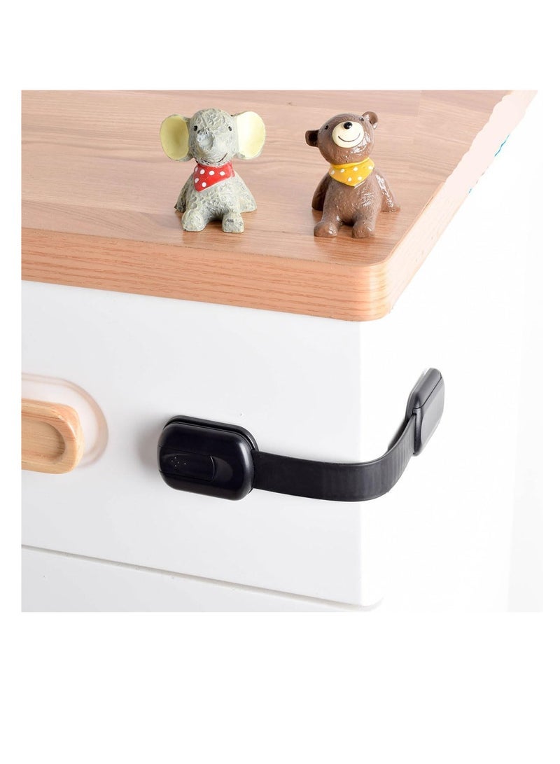 ECVV ECVV 6PCS Child Safety Locks Black Baby Safety Latches Adjustable Child Proof Cabinet Latches 3M Adhesives Multi-Purpose Baby Locks for Furniture Door Fridge Oven Toilet - Image 2