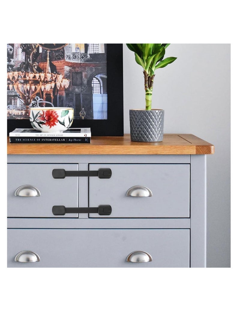 ECVV ECVV 6PCS Child Safety Locks Black Baby Safety Latches Adjustable Child Proof Cabinet Latches 3M Adhesives Multi-Purpose Baby Locks for Furniture Door Fridge Oven Toilet - Image 5