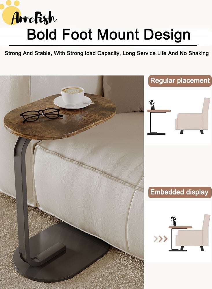 AnneFish 4-Pieces C-Shaped End Table Set Sofa Side Table End Table For Living Room Bedroom Small Service Table Couch Table Metal Frame Easy Assembly - Image 3
