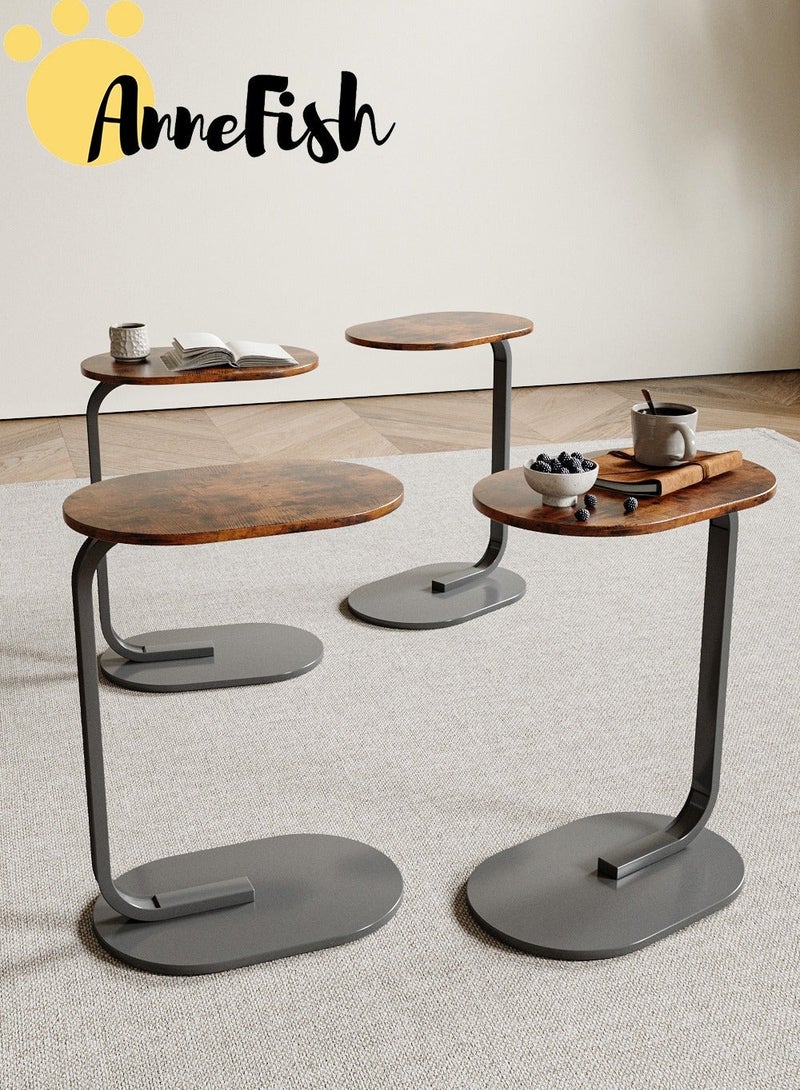 AnneFish 4-Pieces C-Shaped End Table Set Sofa Side Table End Table For Living Room Bedroom Small Service Table Couch Table Metal Frame Easy Assembly - Image 2