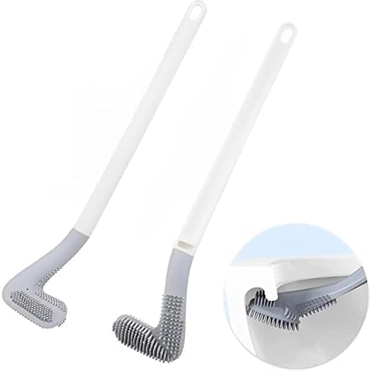 LEELICHI Golf Shape Silicone Toilet Brush Set - 360° Deep Cleaning with Slim Non-Slip Long Handle, Wall Hook, Quick Dry Design for Bathroom, Kitchen & Wash Basin - Image 1