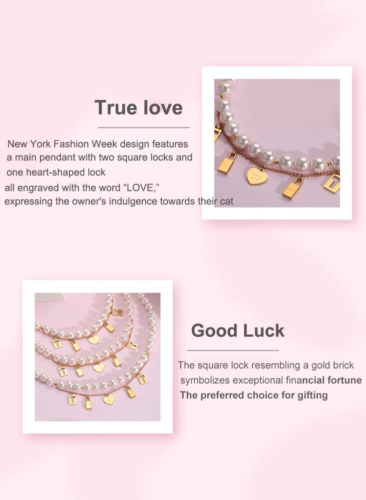 MEOWPET Collar Necklace Made from natural pearls and gold-plated metal/28+5cm - Image 5