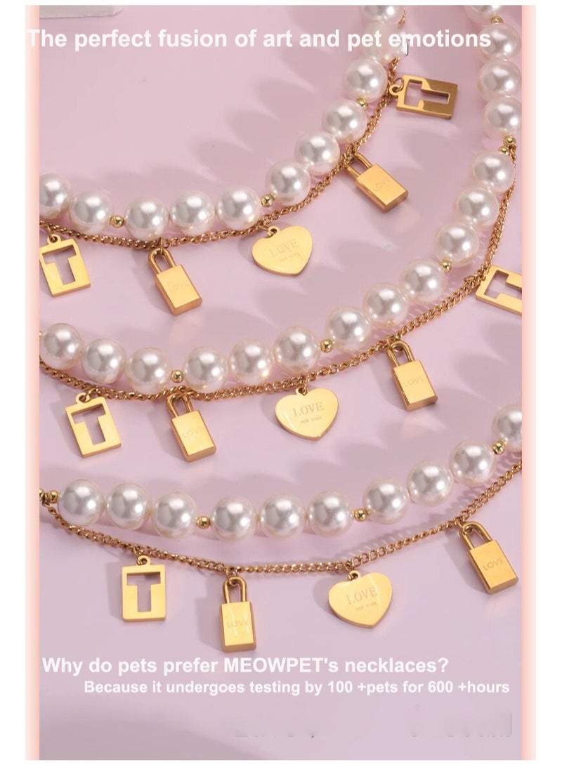 MEOWPET Collar Necklace Made from natural pearls and gold-plated metal/28+5cm - Image 2