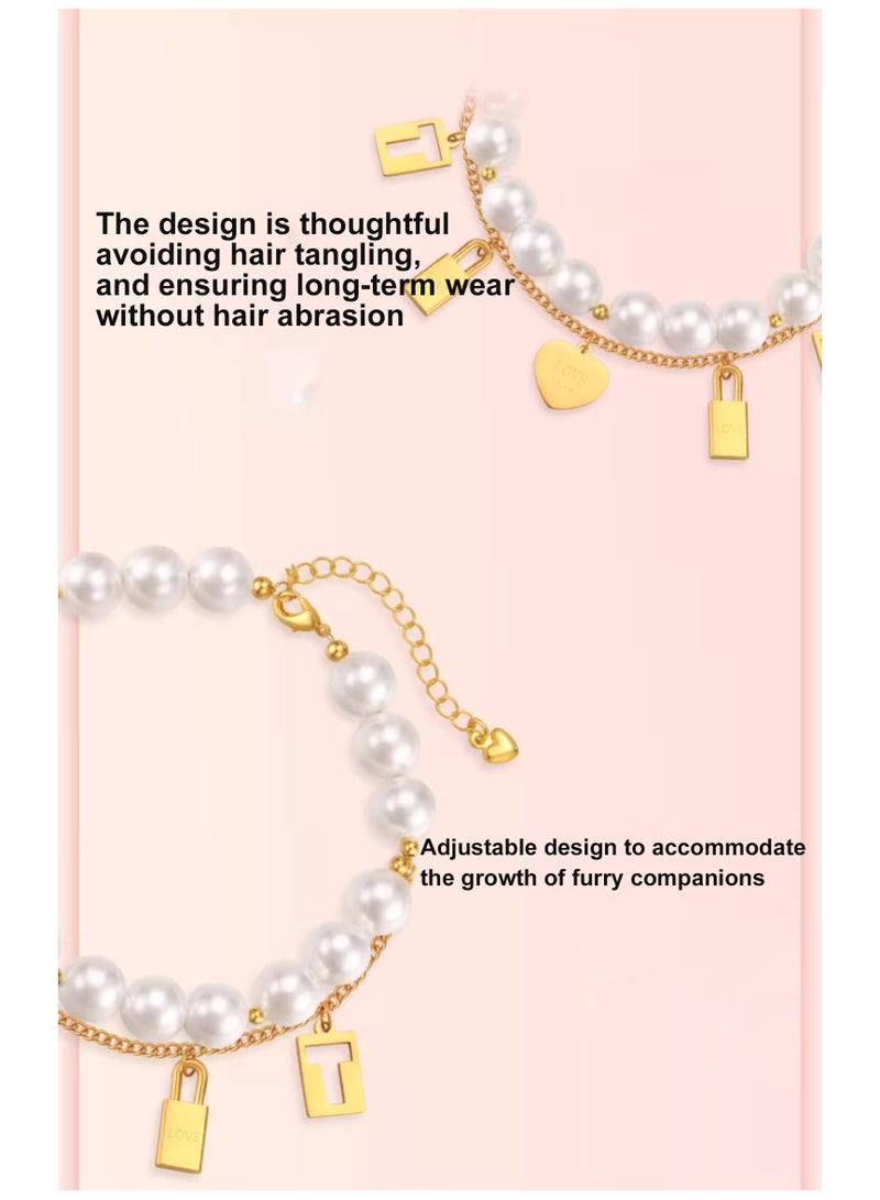 MEOWPET Collar Necklace Made from natural pearls and gold-plated metal/28+5cm - Image 3