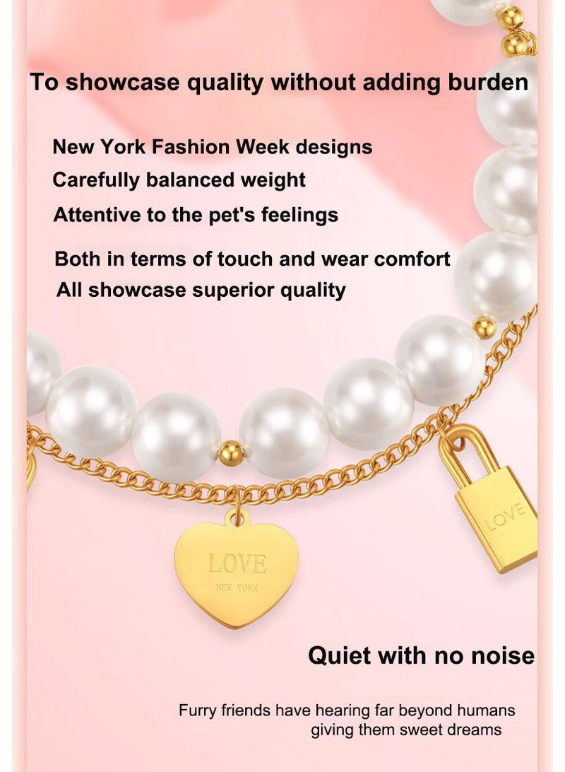 MEOWPET Collar Necklace Made from natural pearls and gold-plated metal/28+5cm - Image 4