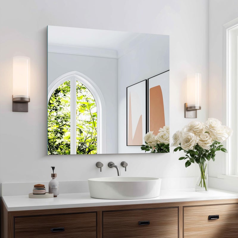KOCUUY Frameless Mirror, 30"x30" Square Rectangle Bathroom Mirror for Over Sink, Upgraded Shatterproof Unframed Design for Bedroom, Living Room, Entryway - Image 1