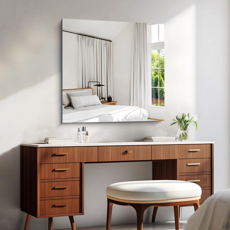 KOCUUY Frameless Mirror, 30"x30" Square Rectangle Bathroom Mirror for Over Sink, Upgraded Shatterproof Unframed Design for Bedroom, Living Room, Entryway - Image 3