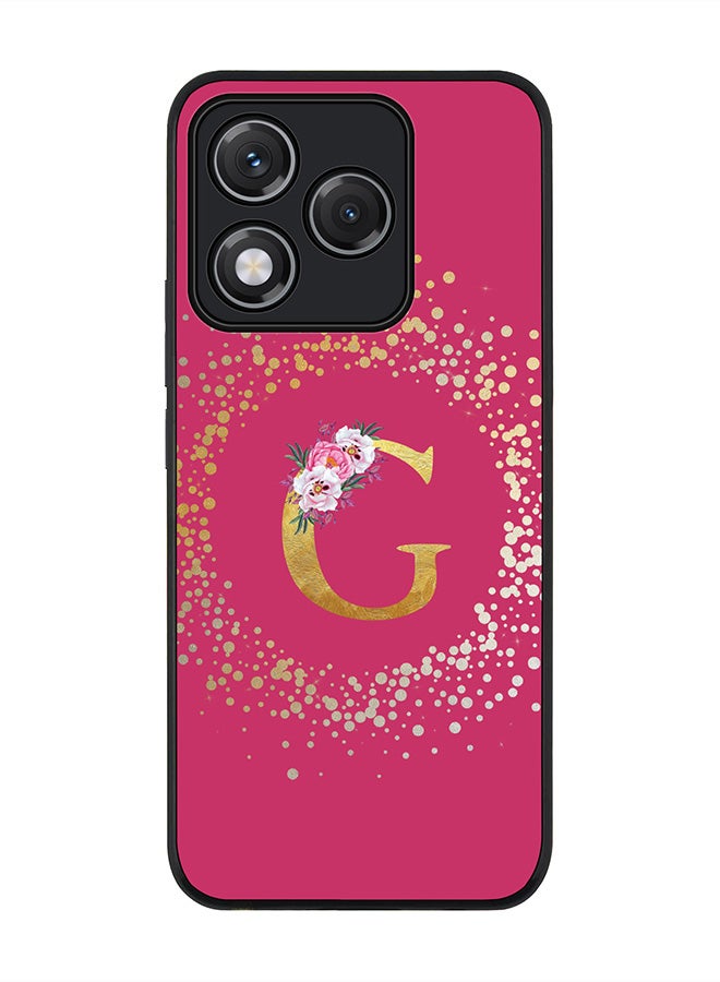 Stylizedd For Honor 400 Lite Case,Slim fit Camera Protection, Shockproof Thin Phone cover  - Custom Monogram Floral - G ( Deep Pink )