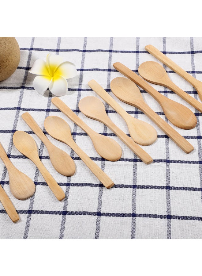 Mini Wooden Spoons Unpainted Lotus Wood Spoons Text Logo Engraving Honey Jam Dinnerware Activity Gifts-Color:No. 8 Lotus Wood Painted Round 17 * 4CM  - Image 3