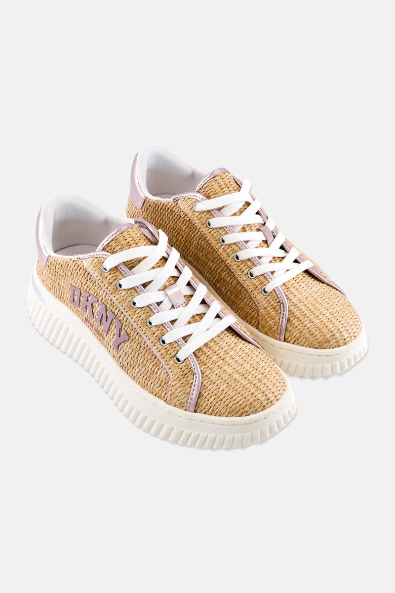 DKNY Women Leon Lace Up Casual Shoes, Beige - Image 2