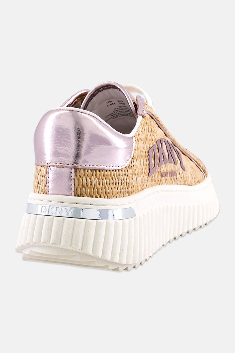 DKNY Women Leon Lace Up Casual Shoes, Beige - Image 3