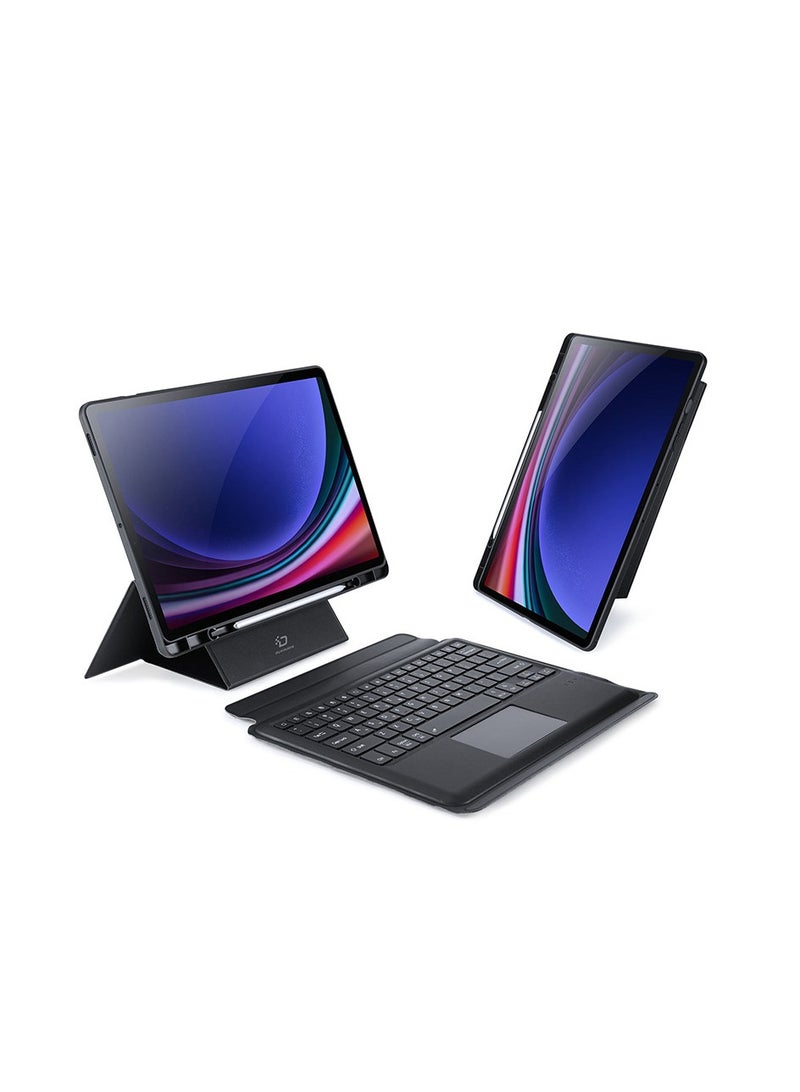 Leather Keyboard Case with Pencil Holder Magnetic Detachable Wireless Bluetooth Touchpad for Samsung Tab S10 FE Plus - Image 1