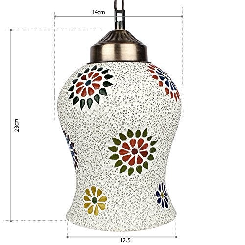 earthenmetal Handcrafted Temple Bell Shaped Mosaic Crystal Decorated Glass Hanging Light - Image 4