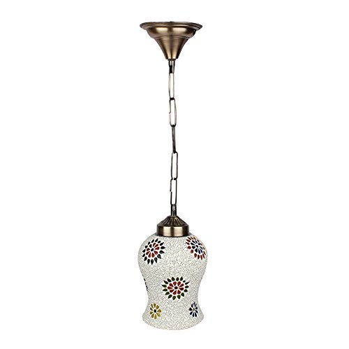 earthenmetal Handcrafted Temple Bell Shaped Mosaic Crystal Decorated Glass Hanging Light - Image 2