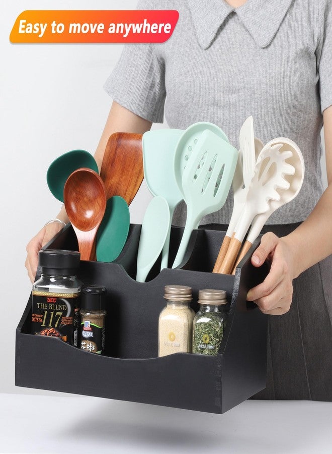 Innovation Utensil Holder Kitchen Utensil Organizer with Handle,Black - Image 4