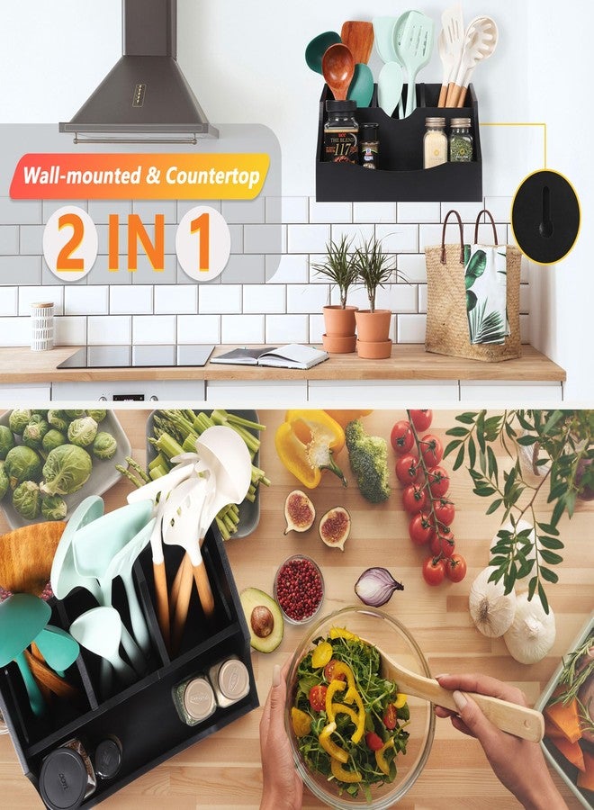 Innovation Utensil Holder Kitchen Utensil Organizer with Handle,Black - Image 3