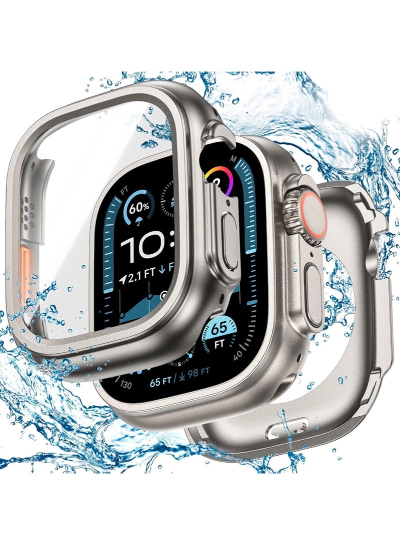 X-level 2 in 1 Waterproof Case for Apple Watch Series 11/10 Screen Protector 46mm, Case with Tempered Film Screen Protector, Full Protective Hard PC Bumper + Back Frame Touch Sensitive HD Screen Cover (46 mm, Titanium) - Image 1
