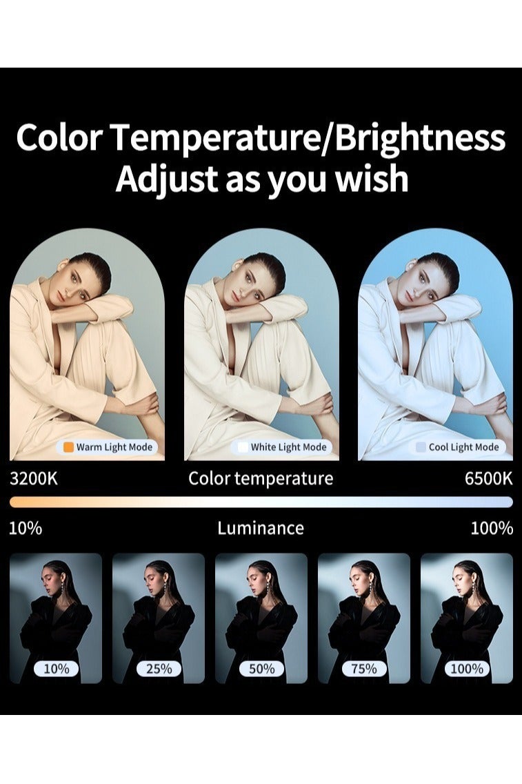 إضاءة سيلفي عالية الطاقة، 60 مصباح LED قابلة لإعادة الشحن، مزودة بمشابك أمامية وخلفية، 3 أوضاع إضاءة و10 مستويات سطوع، مناسبة لتصوير مقاطع الفيديو والصور، مناسبة للهواتف، والحواسيب المحمولة، والمكياج، وبث تيك توك، وبث تيك توك، وبث تيك توك، وبث تيك توك. - Image 2