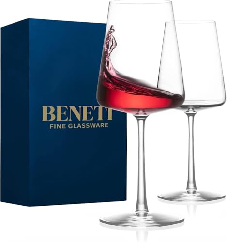 BENETI Wine Glasses Set of 4 | 17oz Handmade Luxury Crystal Red & White Long Stem Glass | Unique Modern Shape, Packaged In Beautiful Gift Box - Image 5