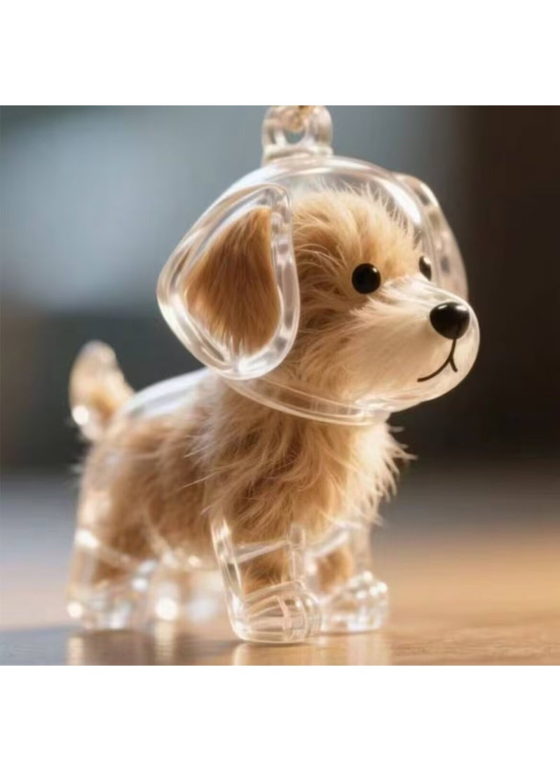 Valshar 5 Pieces Pet Hair Souvenirs - Transparent Dog Key Chain, Puppy Shape Hair Storage Bottle, Emotional Companion Gift for Pet Lovers - Image 1