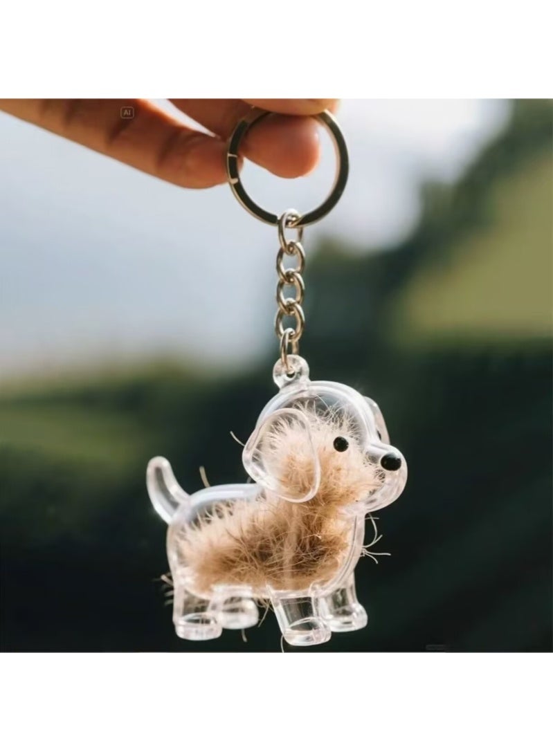 Valshar 5 Pieces Pet Hair Souvenirs - Transparent Dog Key Chain, Puppy Shape Hair Storage Bottle, Emotional Companion Gift for Pet Lovers - Image 5