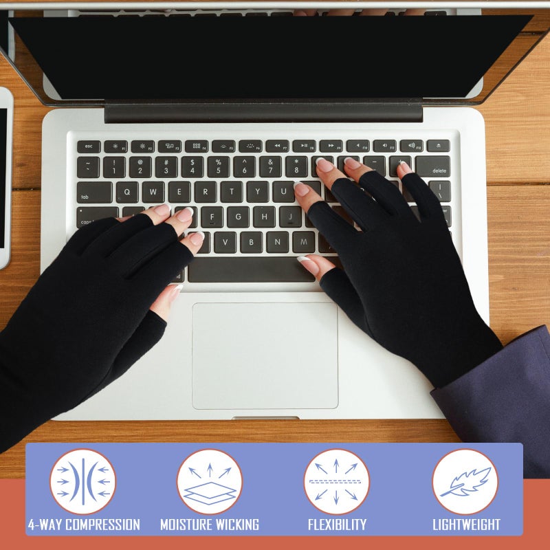 Beieverluck 6 Pairs Arthritis Compression Gloves for Women Men Fingerless Hand Compression Gloves for Typing, Driving and Work - Image 5