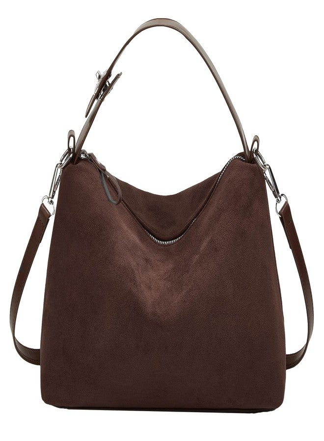 EMGILL Suede Slouchy Bag for Women Travel Work Satchel Shoulder Bag Top Handle Tote Handbag Cloud Crossbody Bag Pillow Purse - Image 1