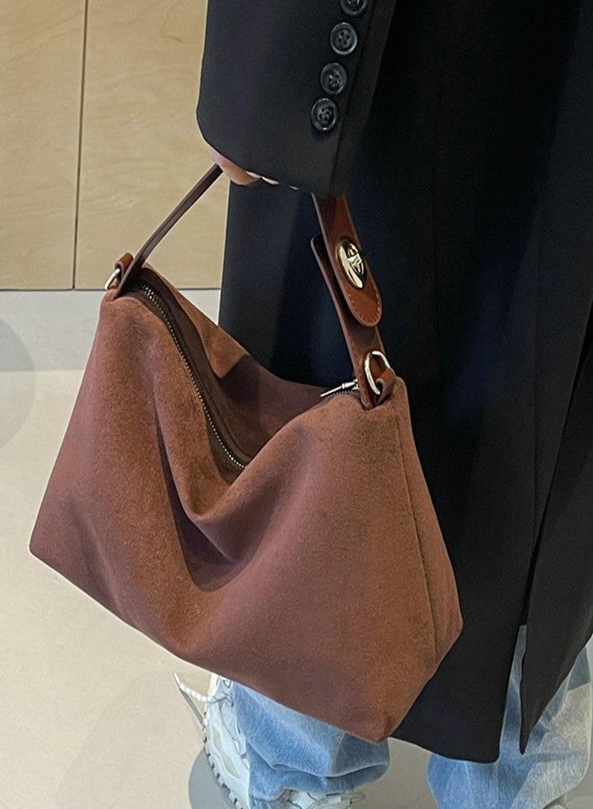 EMGILL Suede Slouchy Bag for Women Travel Work Satchel Shoulder Bag Top Handle Tote Handbag Cloud Crossbody Bag Pillow Purse - Image 3