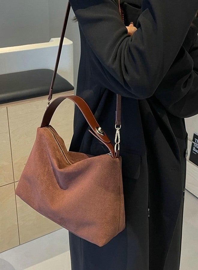 EMGILL Suede Slouchy Bag for Women Travel Work Satchel Shoulder Bag Top Handle Tote Handbag Cloud Crossbody Bag Pillow Purse - Image 4