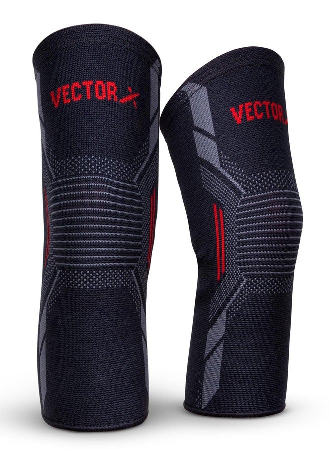 فيكتور أكس زوج من واقيات الركبة المرنة Vector X Fit Pro / دعامة الركبة لتخفيف آلام الركبة للرجال والنساء، دعم الركبة للياقة البدنية، ورفع الأثقال، والرفعة المميتة، والقرفصاء (متعدد الألوان، المقاس: صغير) - Image 1