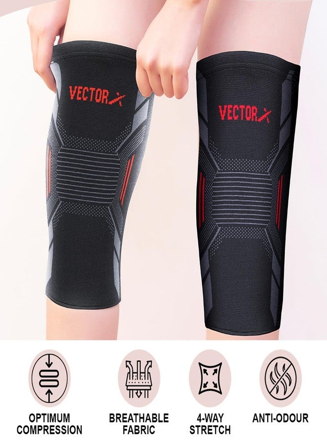 فيكتور أكس زوج من واقيات الركبة المرنة Vector X Fit Pro / دعامة الركبة لتخفيف آلام الركبة للرجال والنساء، دعم الركبة للياقة البدنية، ورفع الأثقال، والرفعة المميتة، والقرفصاء (متعدد الألوان، المقاس: صغير) - Image 4