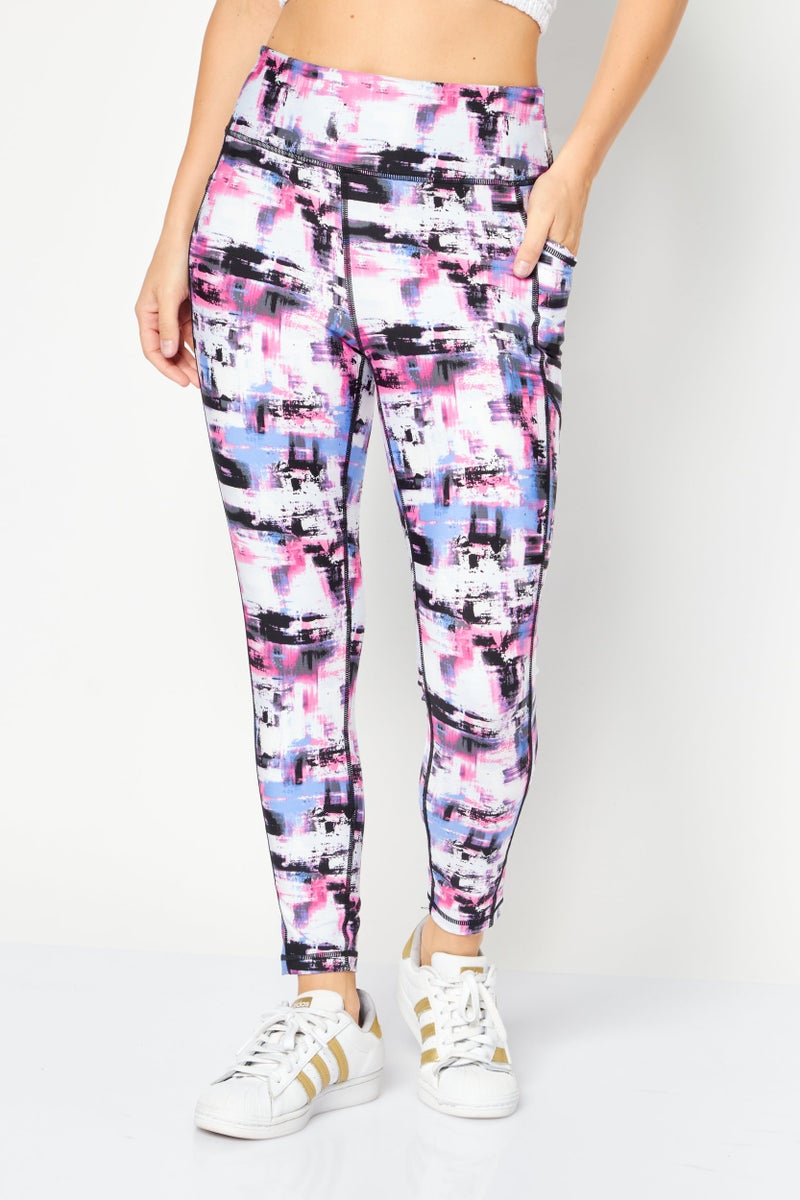 DKNY Sport Women Sportswear Fit Training Tights, Multicolor - Image 1