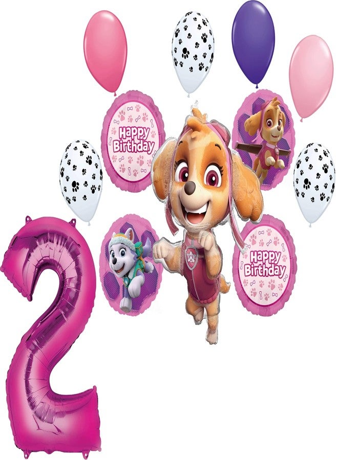 أناجرام لوازم حفلات عيد الميلاد الثاني لـ Skye و Everest، باقة بالونات على شكل جرو مخلب الفتاة في دورية، 12 قطعة - Image 1