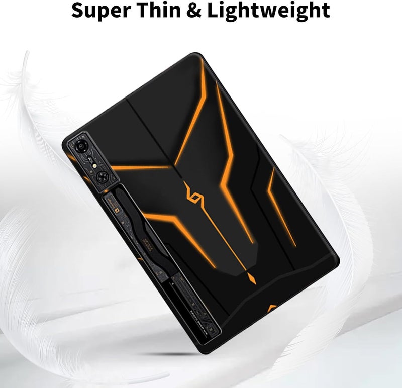 KASTWAVE For Red Magic Nova Tablet Case, Slim And Lightweight, Anti-Fingerprint, Tpu Rubber Soft Skin Silicone Protective Shockproof Cover For Red Magic Nova 10.9 Inch, Scratch Resistant Black-Orange - Image 4