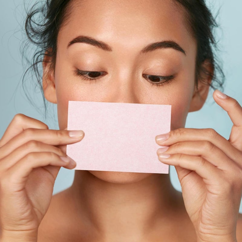 SEWACC Facial Oil Blotting Sheets Disposable Oil Absorbing Paper 50pcs Pink for Oily Skin Makeup Touch-up Face Sweat Absorbing Control Sheets - Image 5