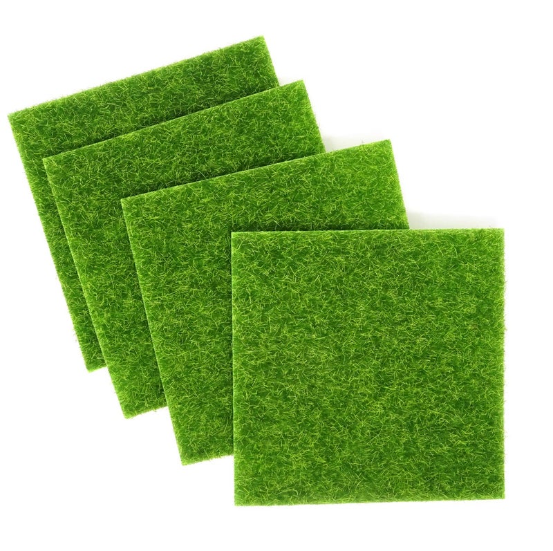 Honbay 4PCS Fairy Garden Micro Landscape Artificial Moss Grass, 15x15cm/5.9x5.9inch - Image 1
