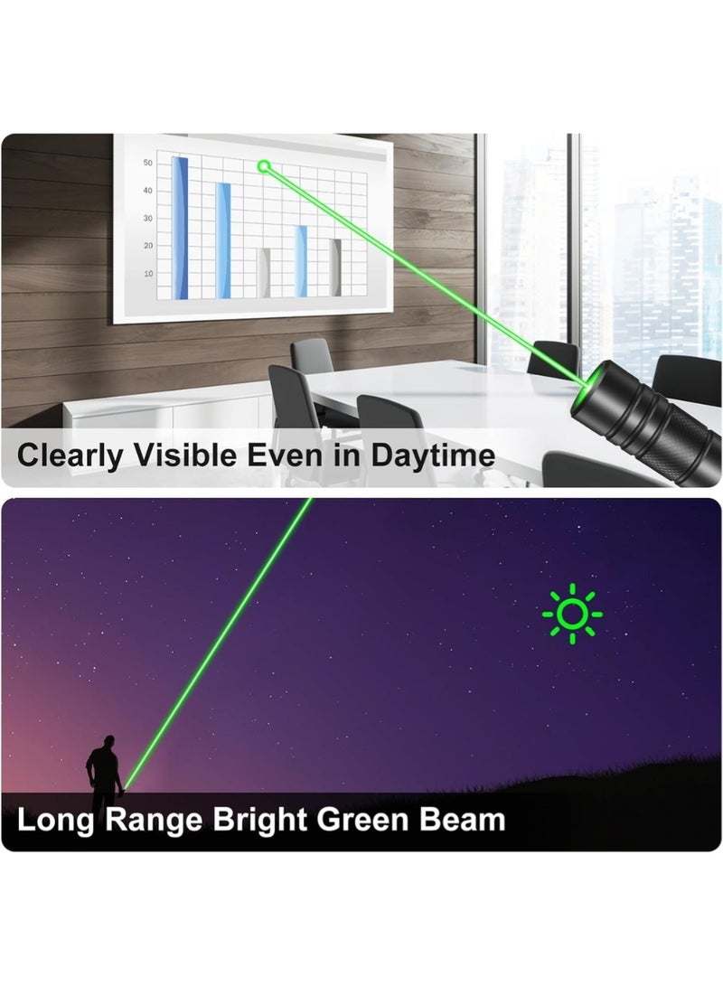 Zedtron 2 Packs Green Laser Light Flashlight Long Range, USB Rechargeable Tactical Flashlights with Star Cap Adjustable for TV/LED/LCD Screens, Presentations, Astronomy, Camping, Hiking, and Outdoor - Image 2