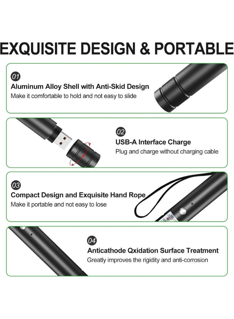 Zedtron 2 Packs Green Laser Light Flashlight Long Range, USB Rechargeable Tactical Flashlights with Star Cap Adjustable for TV/LED/LCD Screens, Presentations, Astronomy, Camping, Hiking, and Outdoor - Image 5