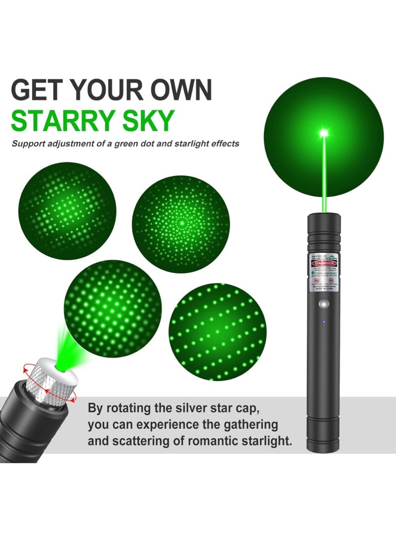 Zedtron 2 Packs Green Laser Light Flashlight Long Range, USB Rechargeable Tactical Flashlights with Star Cap Adjustable for TV/LED/LCD Screens, Presentations, Astronomy, Camping, Hiking, and Outdoor - Image 3