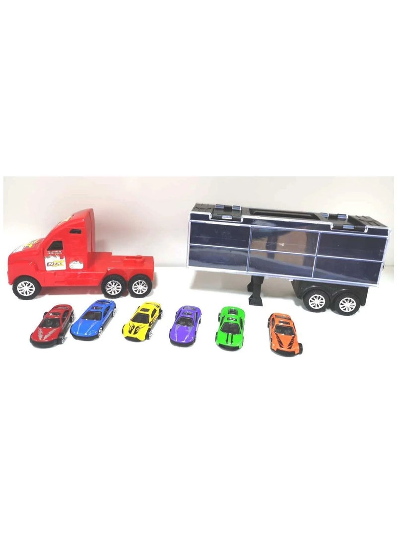 Carrier Truck Toy Car Transporter Includes 6 Metal Cars Toy - Image 4